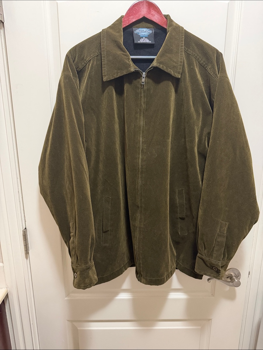 Vintage Malibu Dan Men's Olive Green Corduroy Zip Shirt Jacket